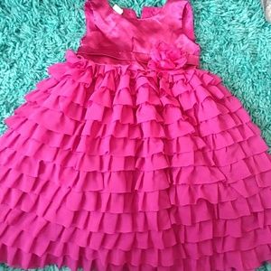 Girls Ruffled Fuschia Pink Dress - Size 3T